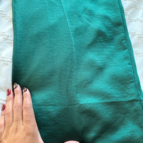 GAP High Rise Pleated Satin Trousers, Pine Green. - Picture 4 of 6